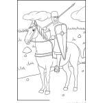 Dibujo para colorear Dibujo De Un Caballero Medieval Sobre Su Caballo Para Pintar Y Colorear