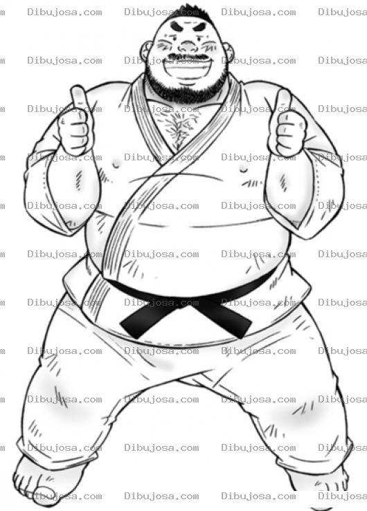 Dibujo para colorear Karateca Gordo Dibujo De Un Karatecagordo Para Pintar Y Colorear Pleador De Judo Obeso