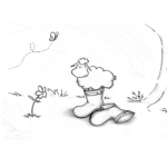 Dibujo para colorear Dibujo De Una Ovejita En Una Bota De Hule Para Pintar Y Colorear Oveja Con Botas