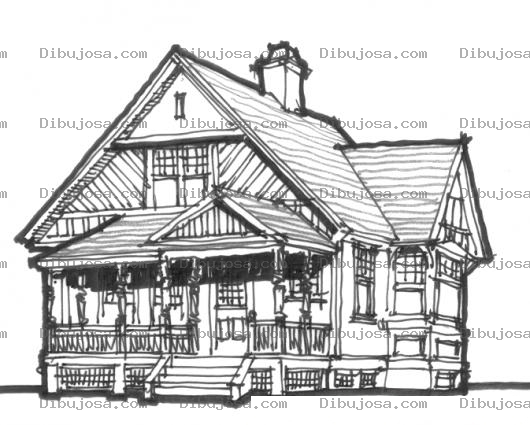 Dibujo para colorear Casona De Madera De 2 Pisos Para Pintar Y Colorear Dibujo De Una Casa De Madera Tipo Canadiense De Dos Niveles