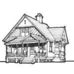 Dibujo para colorear Casona De Madera De 2 Pisos Para Pintar Y Colorear Dibujo De Una Casa De Madera Tipo Canadiense De Dos Niveles