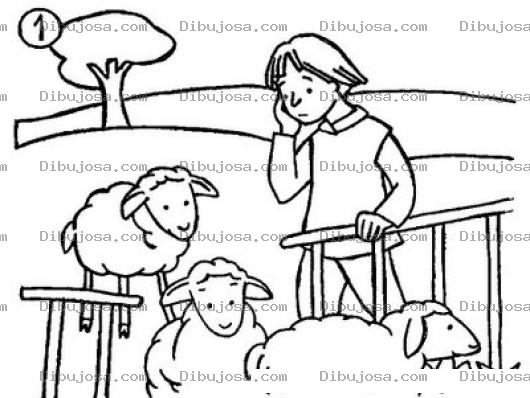 Dibujo para colorear Dibujo De Un Pastor Contando Sus Ovejas Para Colorear
