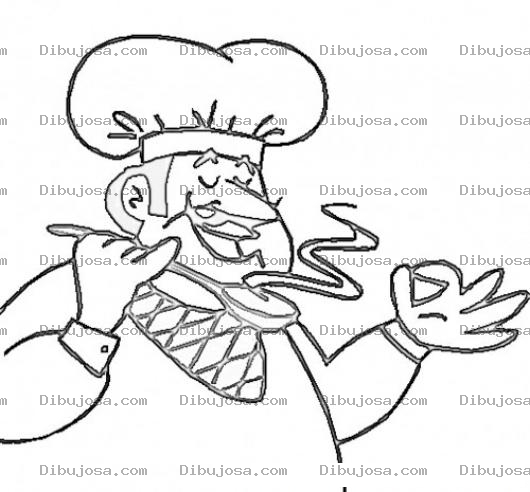 Dibujo para colorear Dibujo De Chef Oliendo Sopa Para Colorear