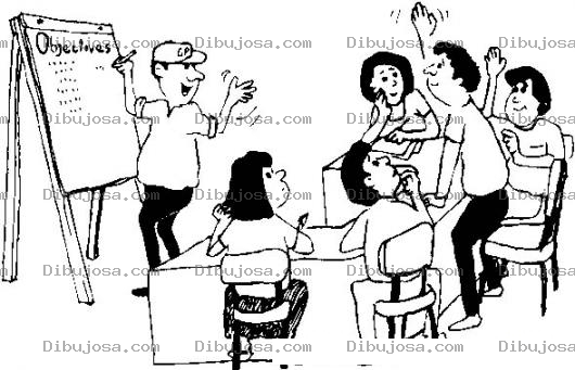 Dibujo para colorear Dibujo De Estudiantes Atentos Y Participando Para Pintar Y Colorear Estudiantes Opinando Y Levantando La Mano En Clase