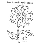Dibujo para colorear Pintar Por Numeros Dibujo De Un Girasol De Tres Colores 1amarillo 2cafe Y 3verde
