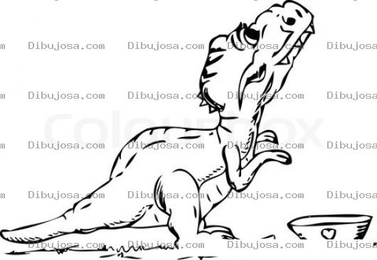 Dibujo para colorear Colorear Dinosaurito Hambriento Pidiendo Comida Para Pintar