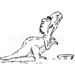 Dibujo para colorear Colorear Dinosaurito Hambriento Pidiendo Comida Para Pintar