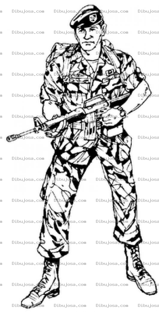 Dibujo para colorear Dia Del Ejercito Dibujo De Un Soldado Con Su Galil Para Pintar Y Colorear