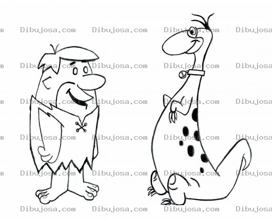 Dibujo para colorear Colorear a Pablo y Dino de los picapiedra