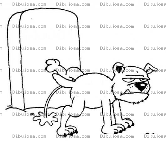 Dibujo para colorear Perro Orinando Sobre La Tumba De Un Muerto Para Pintar Y Colorear Dibujo De Un Perro Marcando Su Territorio En Un Cementerio