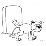 Dibujo para colorear Perro Orinando Sobre La Tumba De Un Muerto Para Pintar Y Colorear Dibujo De Un Perro Marcando Su Territorio En Un Cementerio