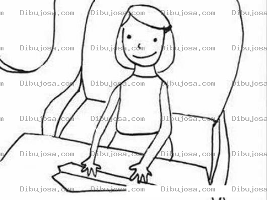 Dibujo para colorear Dibujo De Una Mujer Haciendo Un Avion De Papel Para Pintar Y Colorear
