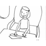 Dibujo para colorear Dibujo De Una Mujer Haciendo Un Avion De Papel Para Pintar Y Colorear
