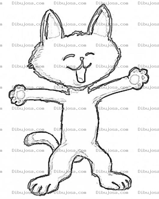 Dibujo para colorear Gatofeliz Dibujo De Gato Feliz Con Brazos Abiertos Para Pintar Y Colorear Gato Contento