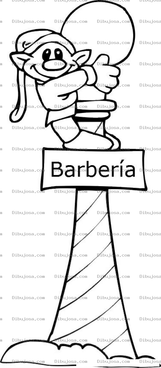 Dibujo para colorear Barberiainfantil Dibujo Para Colorear A Un Duendecito Trepado En El Poste De Una Barberia Para Ninos