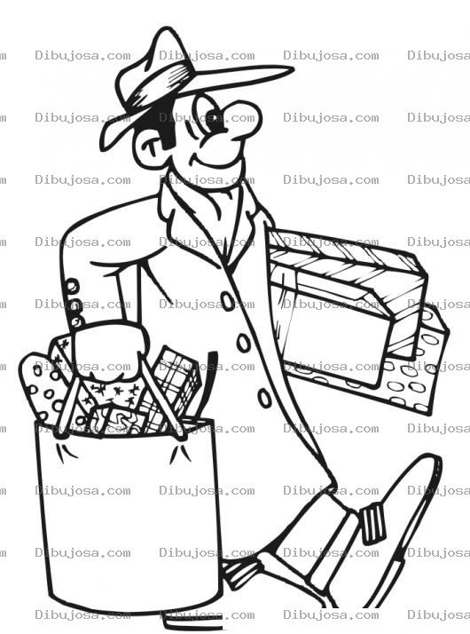 Dibujo para colorear Dibujo De Papa Llevando Regalos A Casa El Dia De Navidad Para Pintar Y Colorear A Un Papa Dadivoso