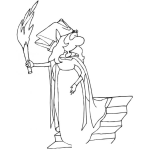 Dibujo para colorear Princesa Bajando Gradas Con Una Antorcha Para Pintar Y Colorear