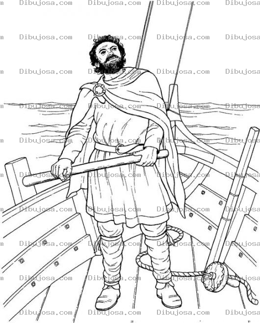 Dibujo para colorear Dibujo De Vikingo Sin Casco En Un Barco Para Pintar Y Colorear