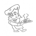Dibujo para colorear Dibujo De Chef Mexicano Con Un Rico Taco Para Pintar Y Colorear