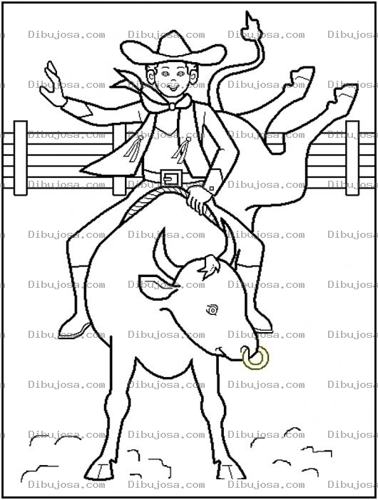 Dibujo para colorear Dibujo De Un Jinete De Toro Para Pintar Y Colorear Un Jaripeo Donde Oran Con Dos Te Miro Y Con Tres Me Defiendo