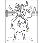Dibujo para colorear Dibujo De Un Jinete De Toro Para Pintar Y Colorear Un Jaripeo Donde Oran Con Dos Te Miro Y Con Tres Me Defiendo