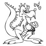 Dibujo para colorear Dibujo De Dragon Con Manos Engrilletadas Para Pintar Y Colorear Dragonsito Enchachado Con Cadenas En Las Manos