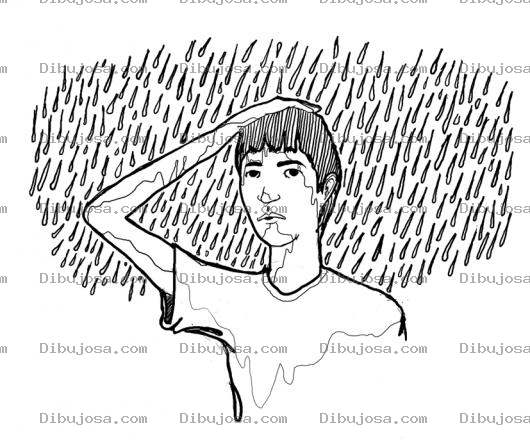 Dibujo para colorear Bajo La Lluvia Dibujo De Muchacho Empapado Debajo De La Lluvia Para Pintar Y Colorear