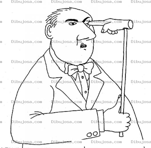 Dibujo para colorear Dibujo De Hombre Tonto Puyandose El Ojo Para Pintar Y Colorear