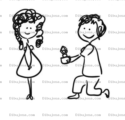 Dibujo para colorear Anillo De Compromiso Propuesta De Matrimonio Para Pintar Y Colorear Un Novio Pidiendole A Su Novia Que Se Case Con El