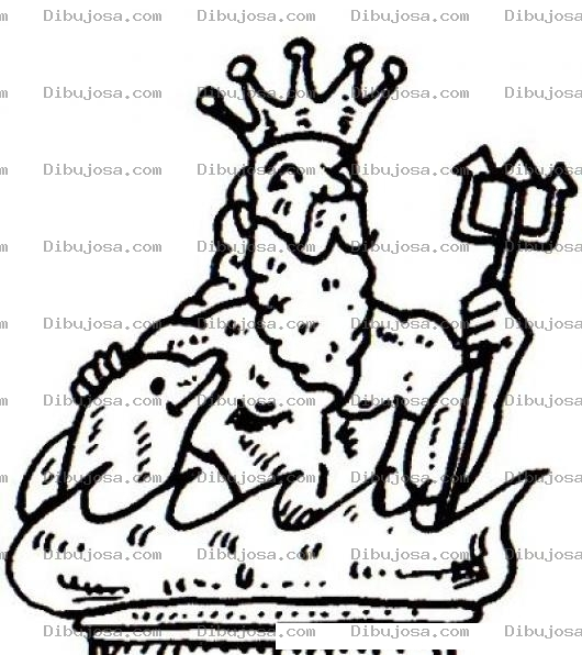 Dibujo para colorear Dibujo De Neptuno Con Delfin Y Tridente Para Pintar Y Colorear