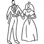 Dibujo para colorear Dibujo De Novio Y Novia Camino Al Altar El Dia De Su Boda Para Pintar Y Colorear Una Pareja De Recien Casados