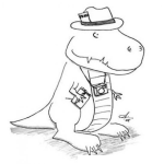 Dibujo para colorear Reportero Dinosaurio Dibujo De Dinosaurio Fotografo Para Pintar Y Colorear Dinosaurio Periodista Y Detective