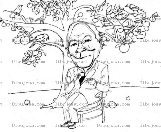Dibujo para colorear Dibujo De Abuelito Tomando Te Debajo De Un Arbol De Manzanas Para Pintar Y Colorear