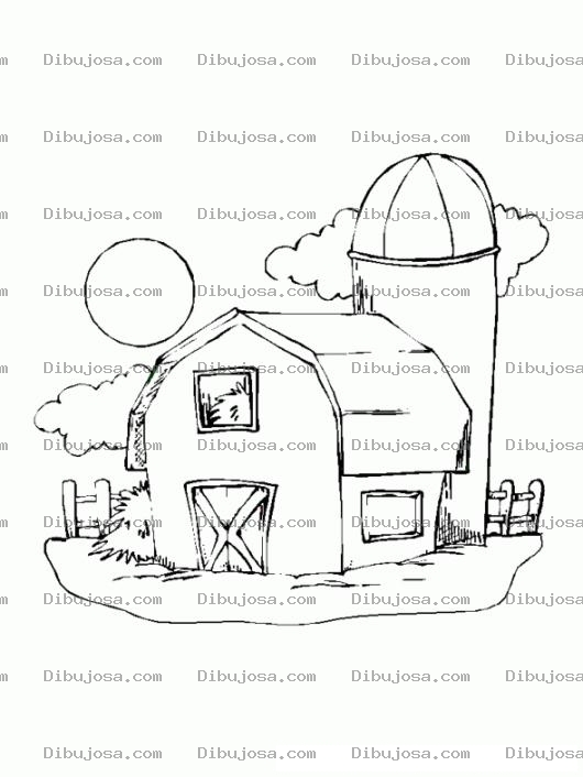 Dibujo para colorear Dibujo De Un Granero Para Pintar Y Colorear