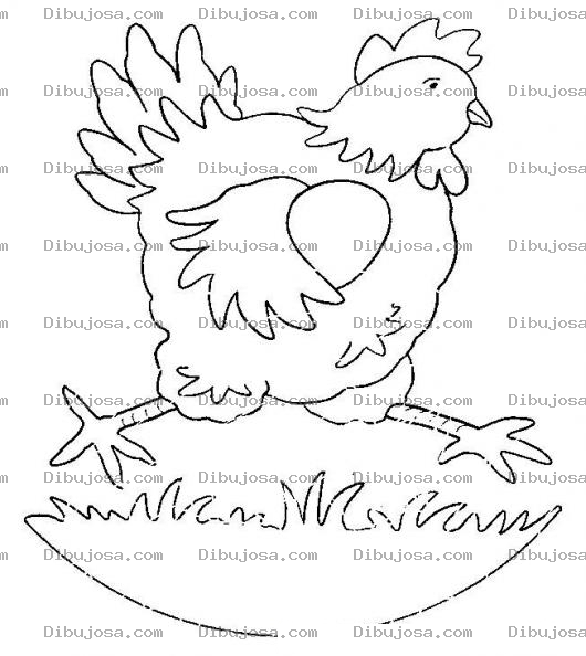 Dibujo para colorear Dibujo De Gallina Correindo Con Un Huevo Bajo Su Ala Para Pintar Y Colorear Gallina Protegiendo Su Huevo