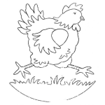 Dibujo para colorear Dibujo De Gallina Correindo Con Un Huevo Bajo Su Ala Para Pintar Y Colorear Gallina Protegiendo Su Huevo