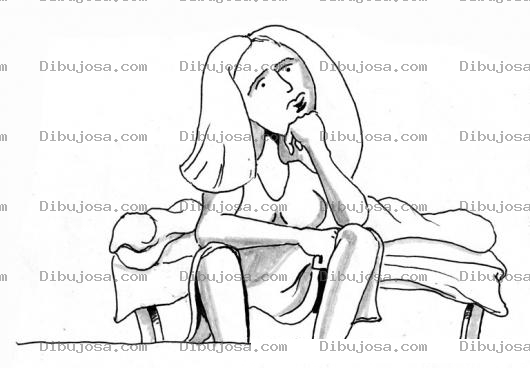 Dibujo para colorear Dibujo De Mujer Pensativa Para Pintar Y Colorear