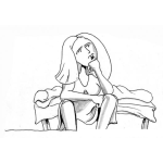 Dibujo para colorear Dibujo De Mujer Pensativa Para Pintar Y Colorear