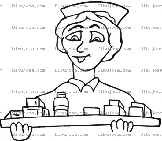 Dibujo para colorear Dibujo De Enfermera Con Medicinas Para Pintar Y Colorear