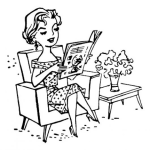 Dibujo para colorear Dibujo De Una Mujer Leyendo El Periodico En Un Sofa Para Pintar Y Colorear