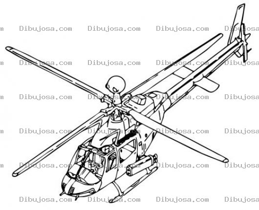 Dibujo para colorear Dibujo De Un Helicoptero Con Misiles Para Pintar Y Colorear