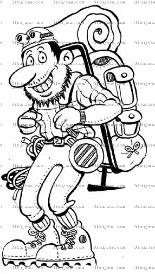 Dibujo para colorear Dibujo De Montanista Escalador Para Pintar Y Colorear