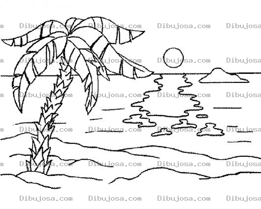Dibujo para colorear Paisaje De Playa Para Colorear