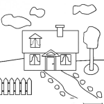 Dibujo para colorear Dibujo De Una Casita Con Caminito Hasta La Puerta Para Pintar Y Colorear