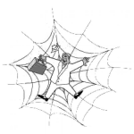 Dibujo para colorear Dibujo De Hombre Atrapado En Una Telarana Para Pintar Y Colorear