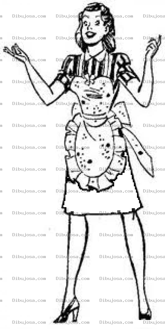 Dibujo para colorear Ama De Casa Bonita Para Pintar Y Colorear A Una Mama Con Delantal