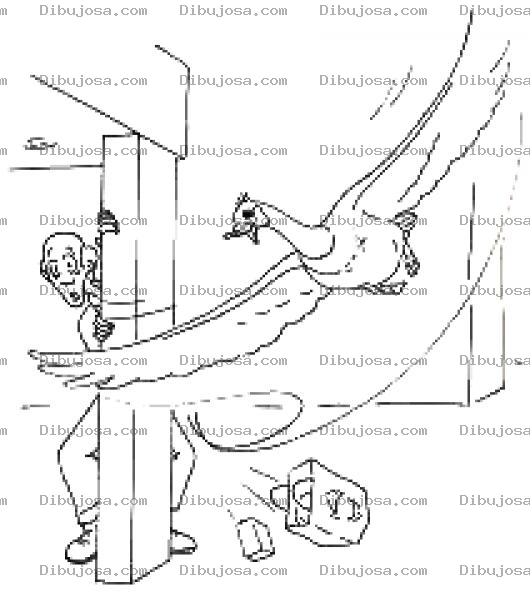 Dibujo para colorear Viejomiedoso Dibujo De Un Abuelito Miedoso Escondido En Una Columna De Un Ganso Volador Para Pintar Y Colorear Viejo Miedoso