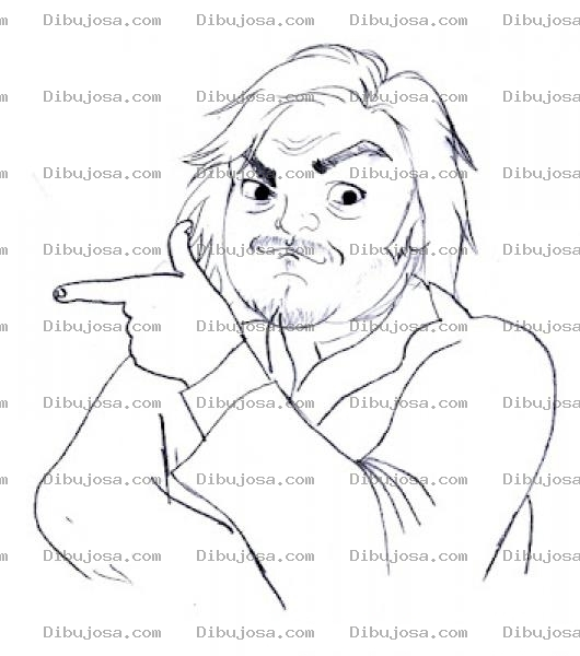 Dibujo para colorear Dibujo De Hombre Apuntando A Su Derecha Para Pintar Y Colorear