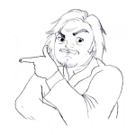 Dibujo para colorear Dibujo De Hombre Apuntando A Su Derecha Para Pintar Y Colorear