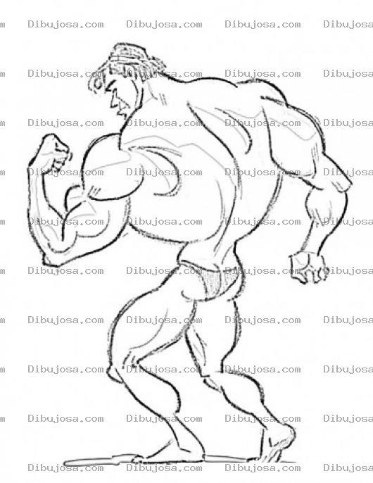 Dibujo para colorear Dibujo De Hombre Musculoso Posando De Espalda Para Pintar Y Colorear